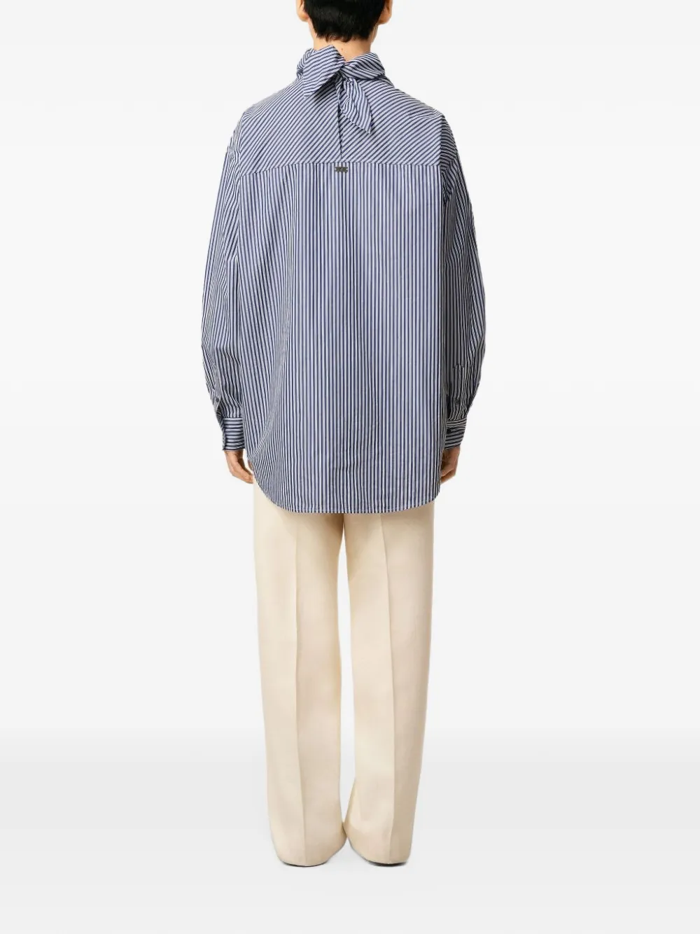 AMI Paris striped bandana collar shirt Blauw