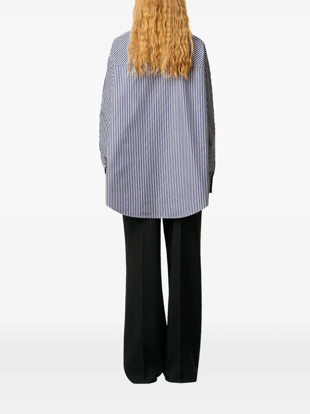 AMI Paris striped bandana collar shirt Blauw