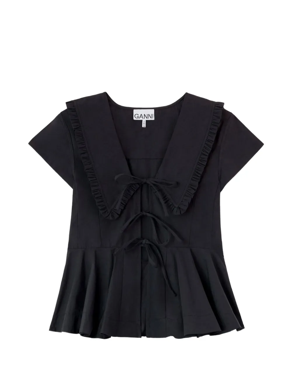 GANNI blouse in cotton poplin Zwart