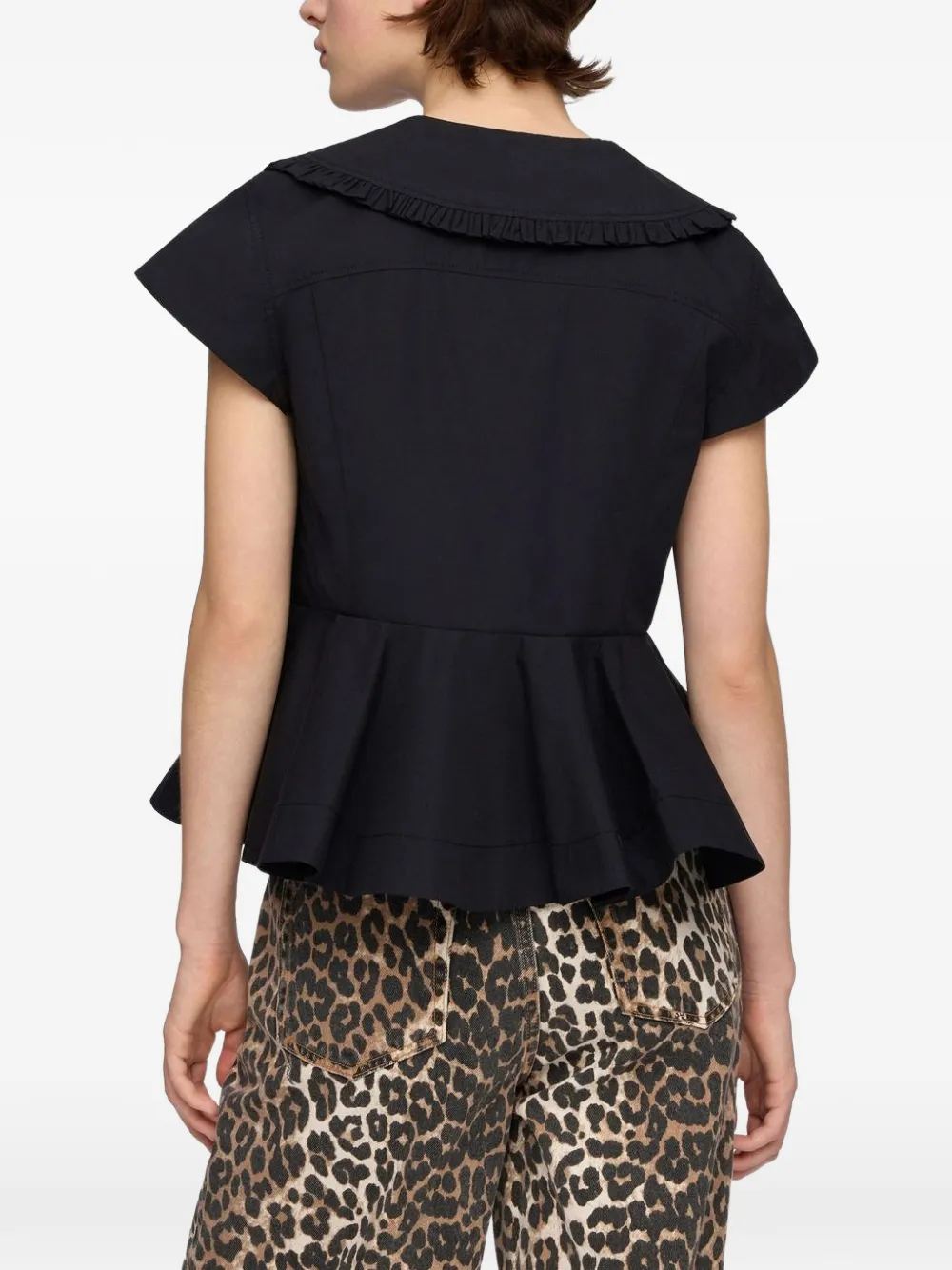 GANNI blouse in cotton poplin Zwart