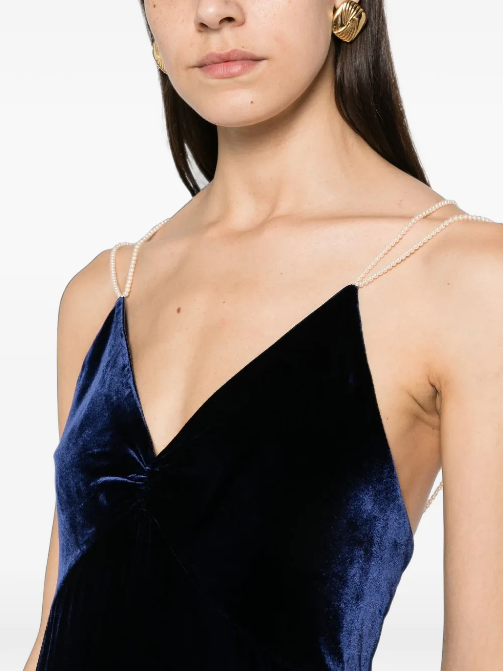 Forte VELVET LONG DRESS Blauw