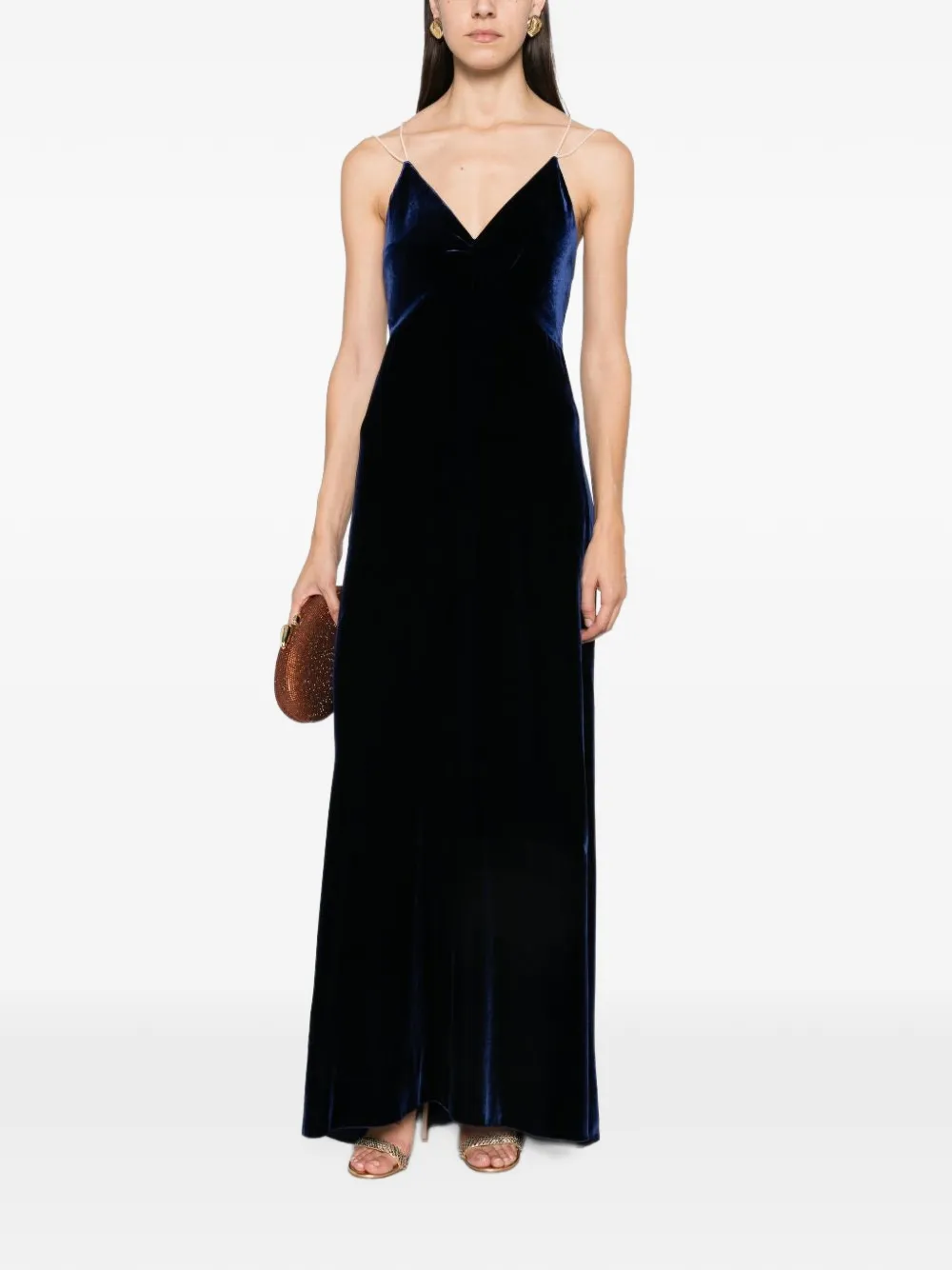 Forte VELVET LONG DRESS Blauw