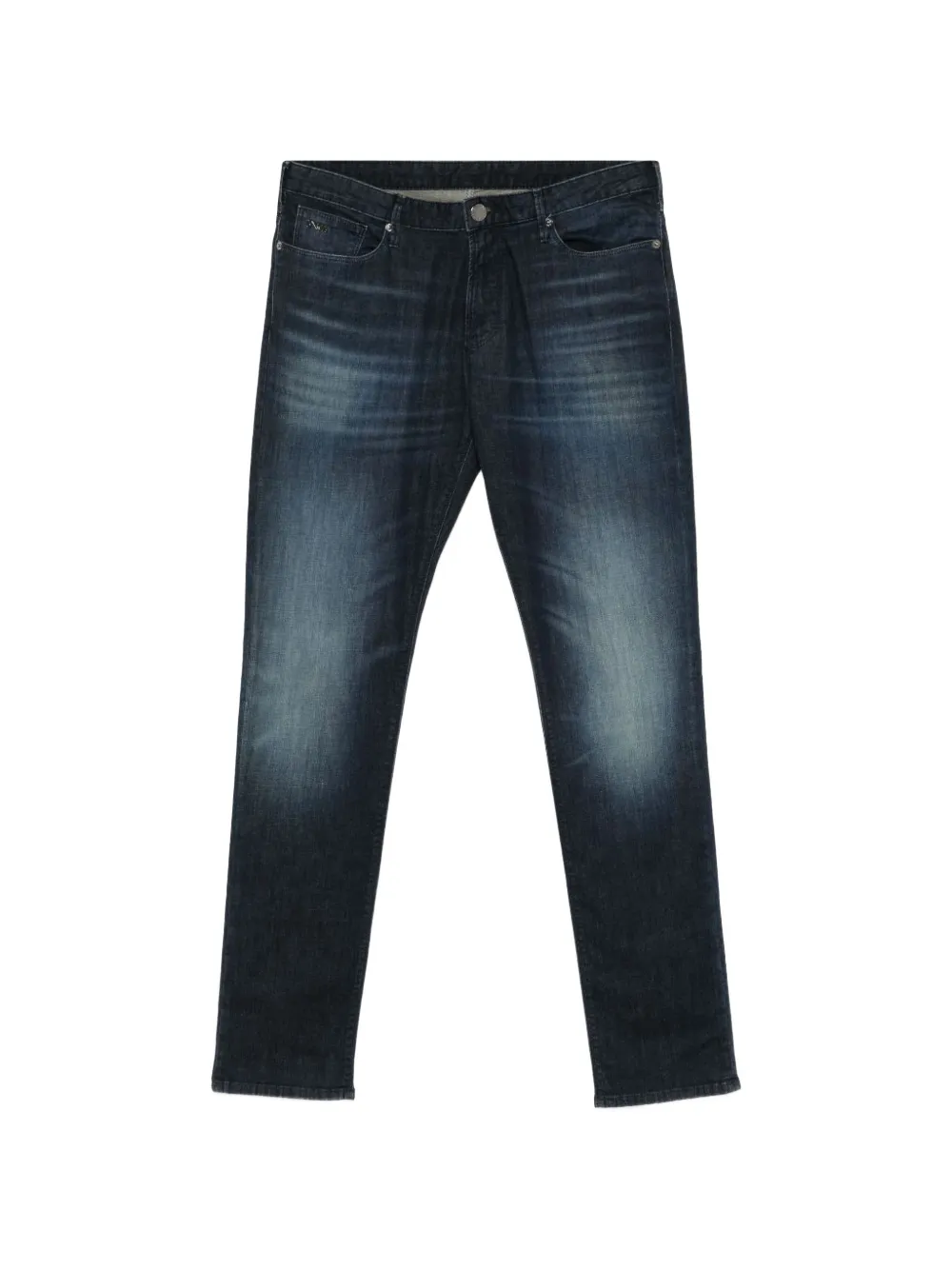Emporio Armani slim-fit five-pocket jeans in distressed stretch denim Blauw