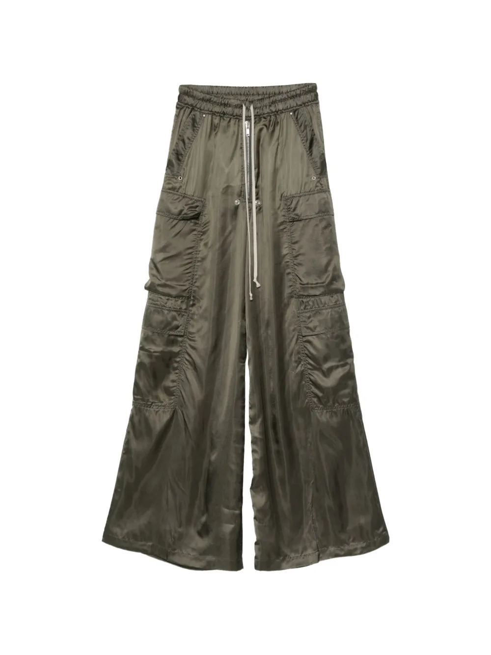 Rick Owens satin-finish drawstring cargo pants Groen