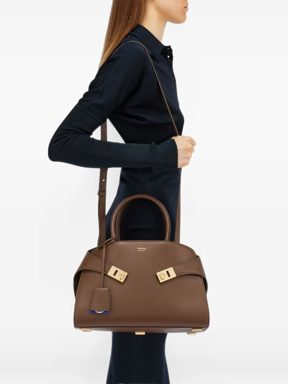 Ferragamo Hug bicolor handbag Bruin