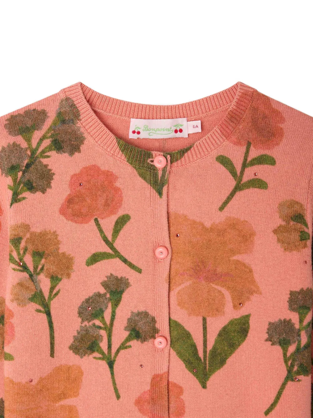 Bonpoint Mina floral-intarsia cardigan Roze