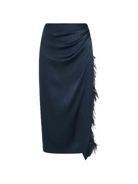 Marella feather-trim draped midi skirt