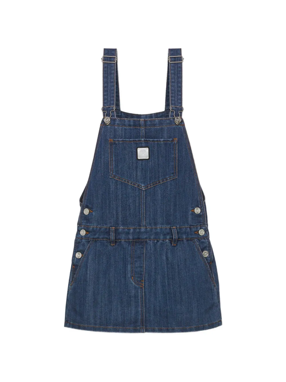 MCM washed-denim pinafore mini dress - Blu