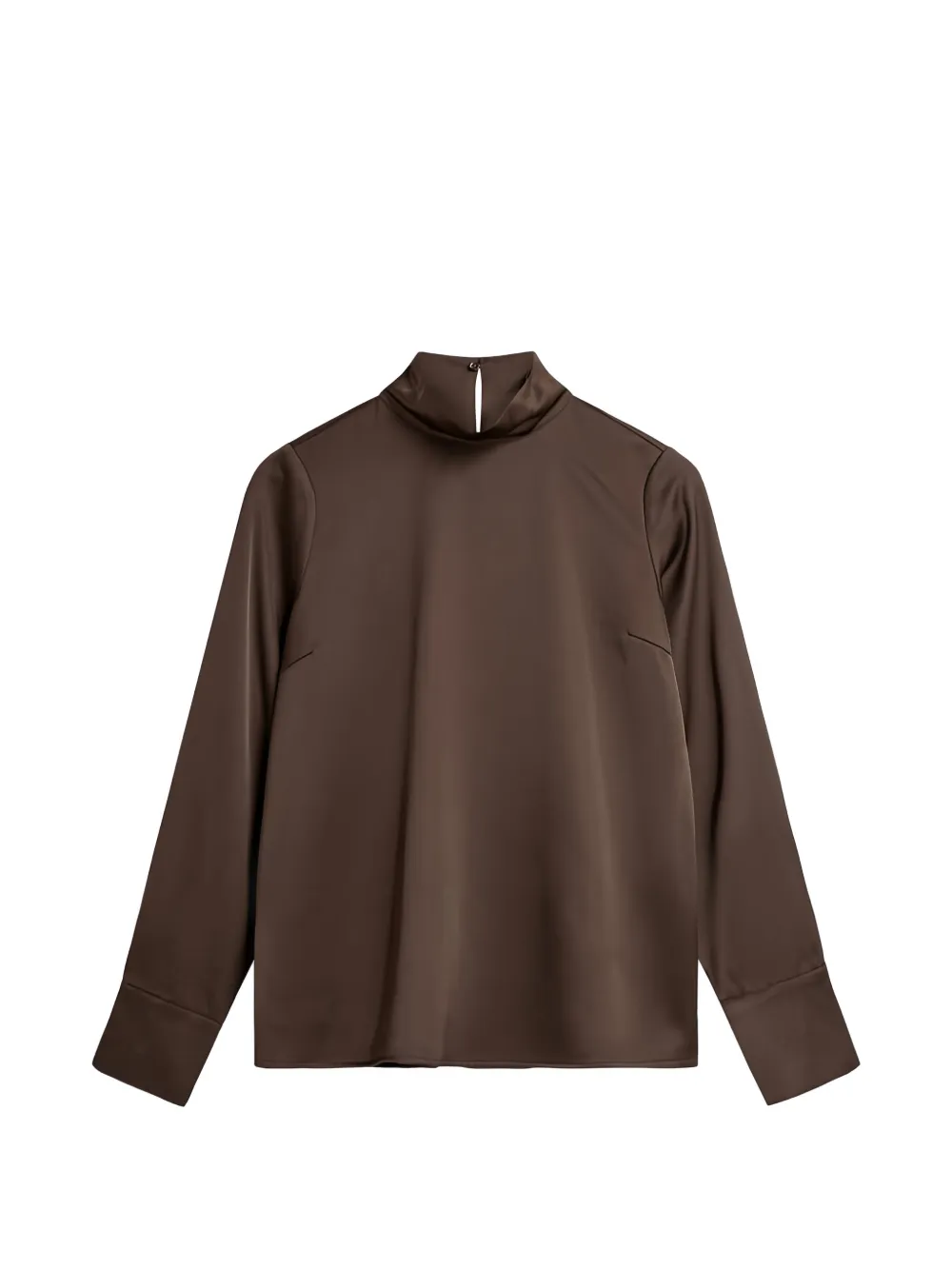 MINIMUM high-neck satin-finish blouse | Brown | Image 1