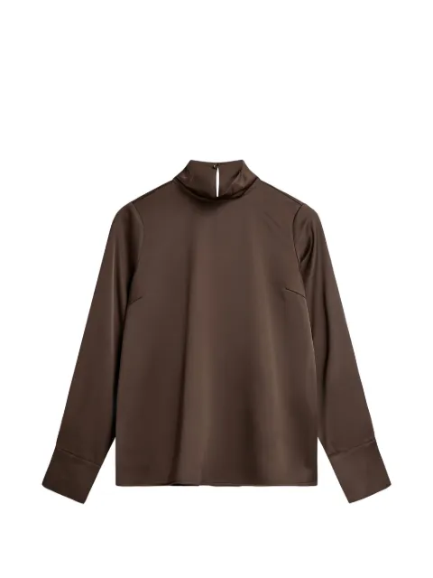MINIMUM high-neck satin-finish blouse