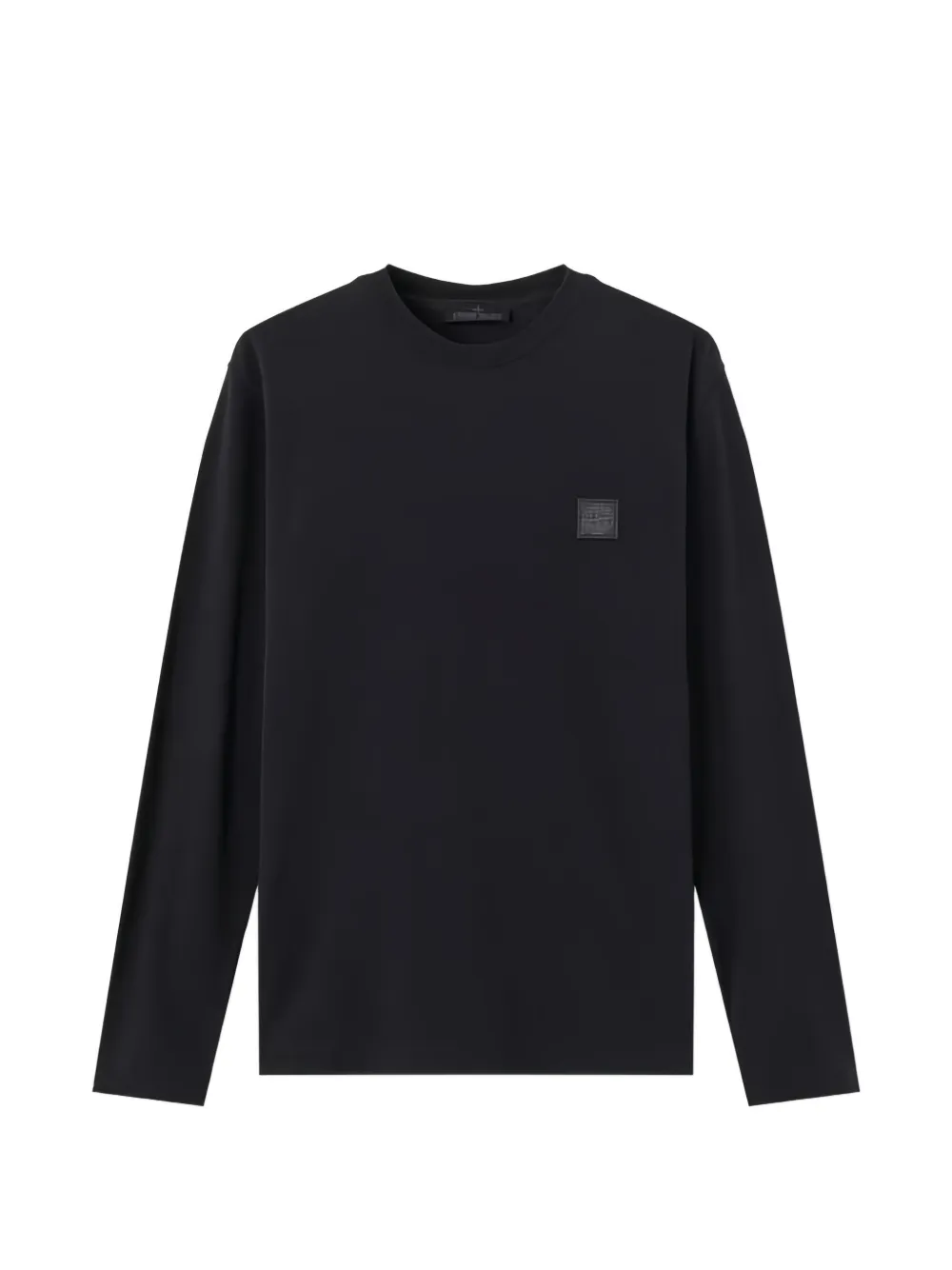 Stone Island 2100036 organic-cotton jersey crepe_S. I. Ghost slim-fit long-sleeve T-shirt with tonal-compass logo patch Zwart