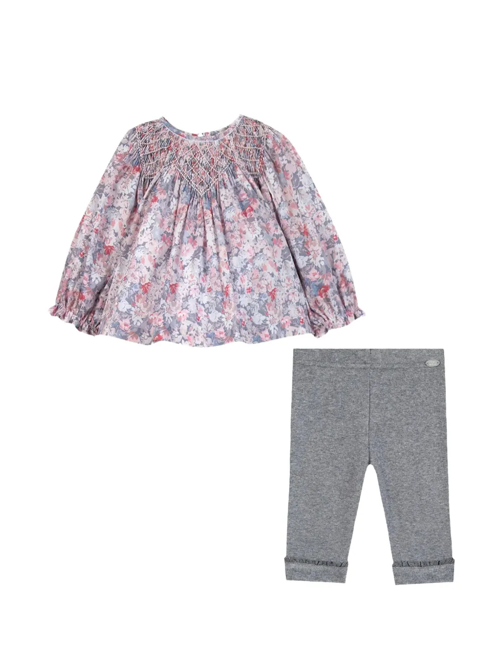 Tartine Et Chocolat floral-print smocked blouse and trousers set Roze