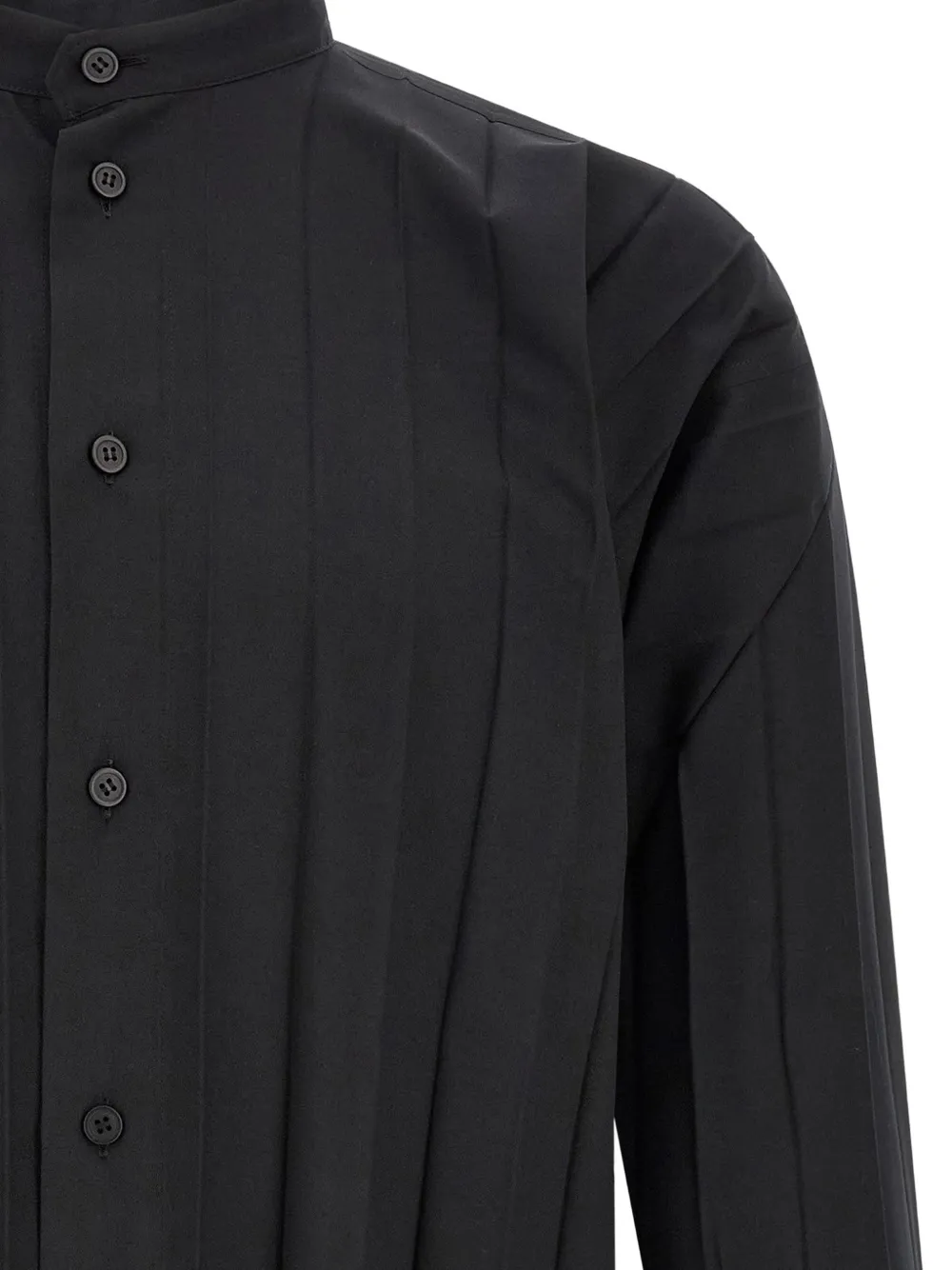 Homme Plissé Issey Miyake Edge pleated band-collar shirt Zwart