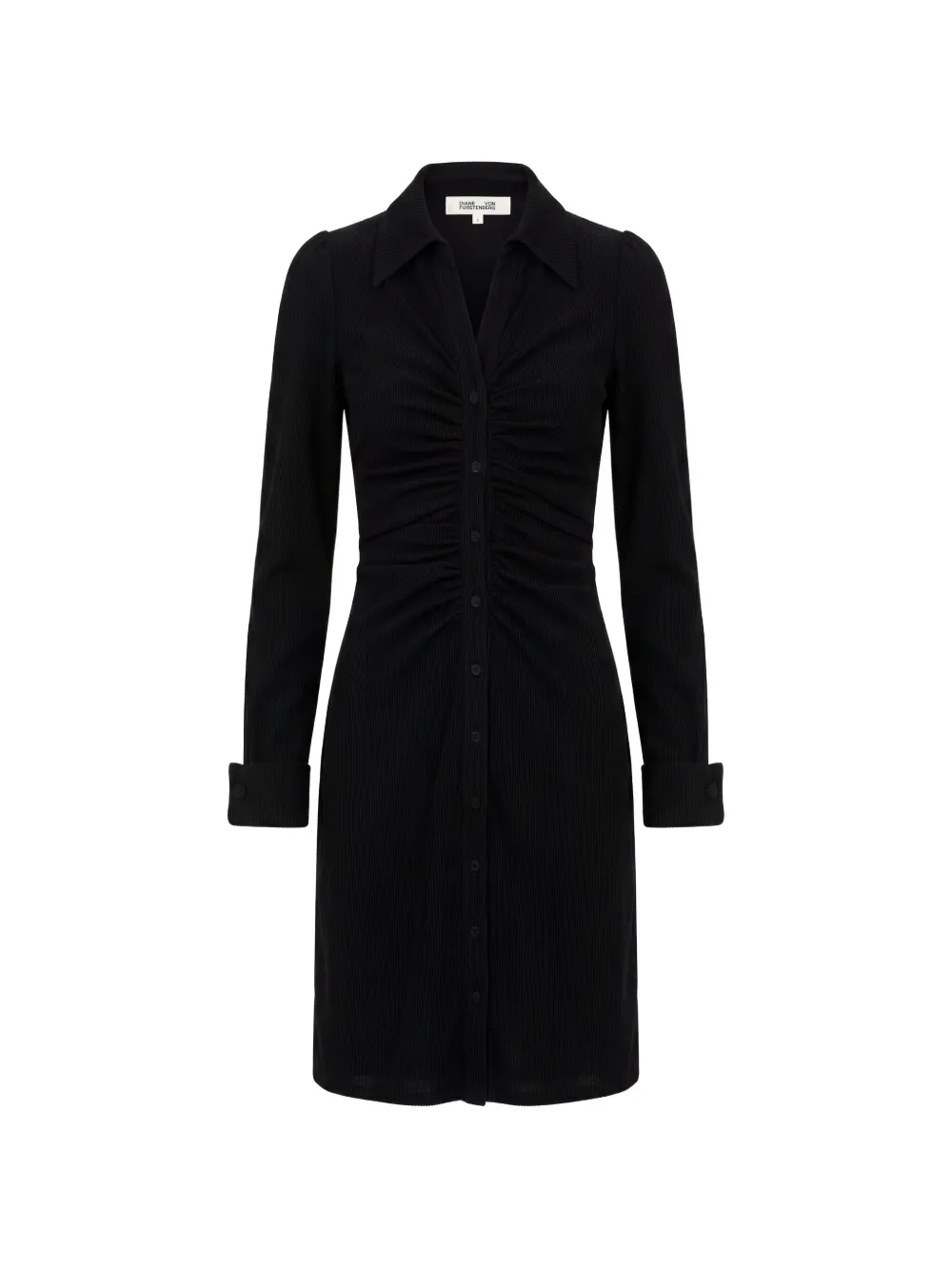 DVF Diane von Furstenberg ruched ribbed-knit midi dress - Nero