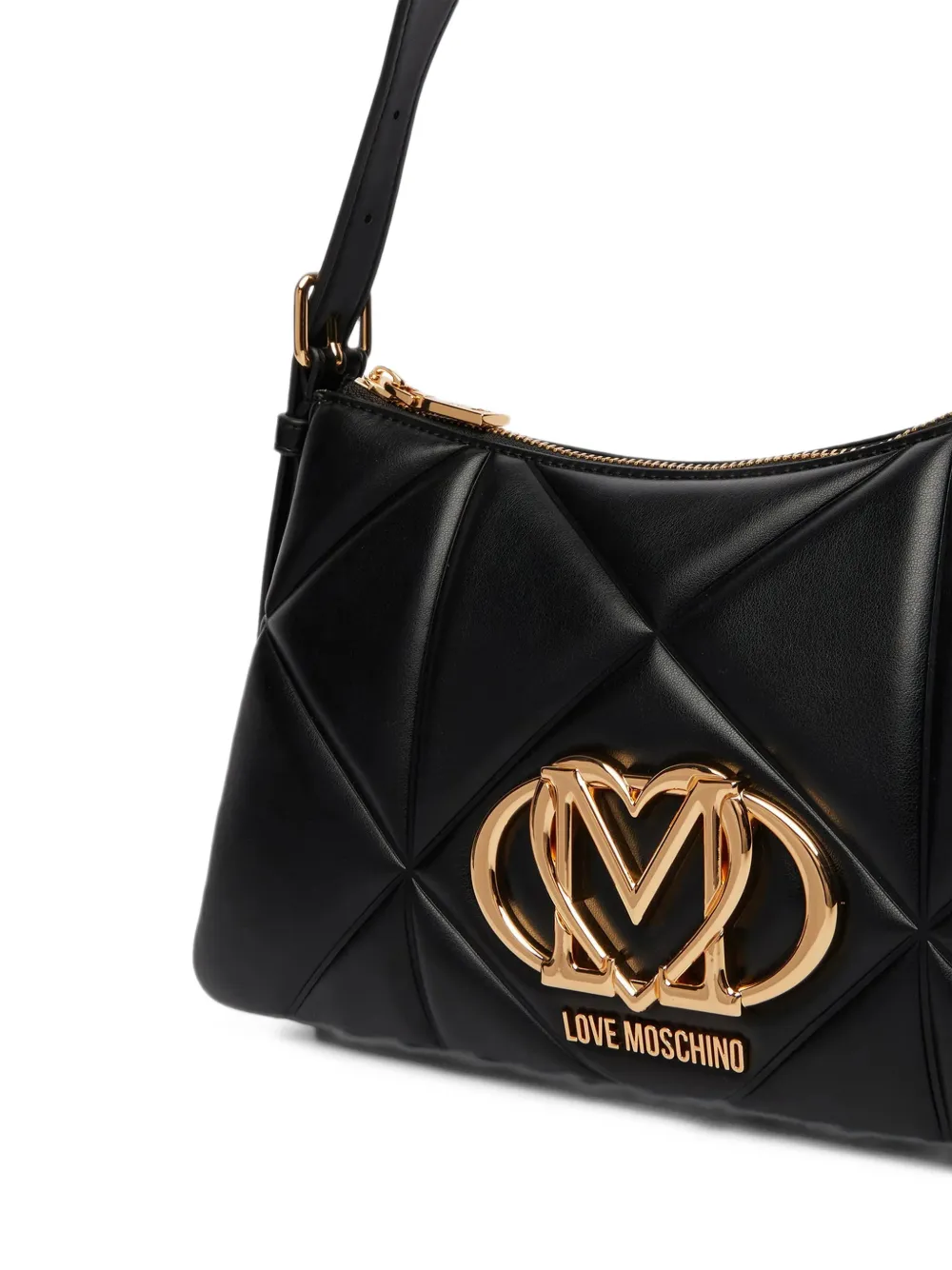 Love Moschino logo-plaque shoulder bag Zwart