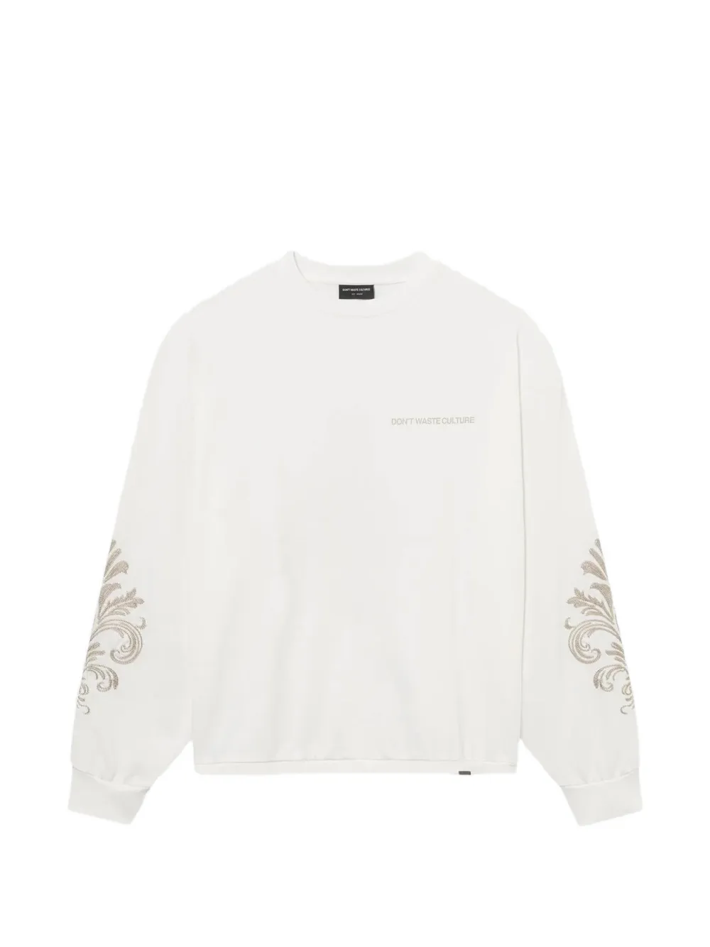 Don't Waste Culture Sweater met borduurwerk en ronde hals Wit
