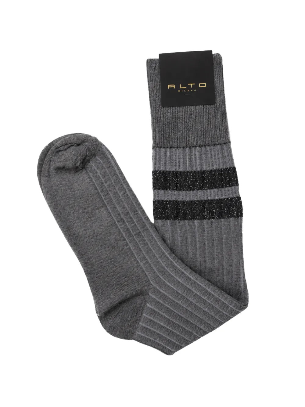 ALTO Caramba ribbed-knit glitter-stripe socks - Grigio