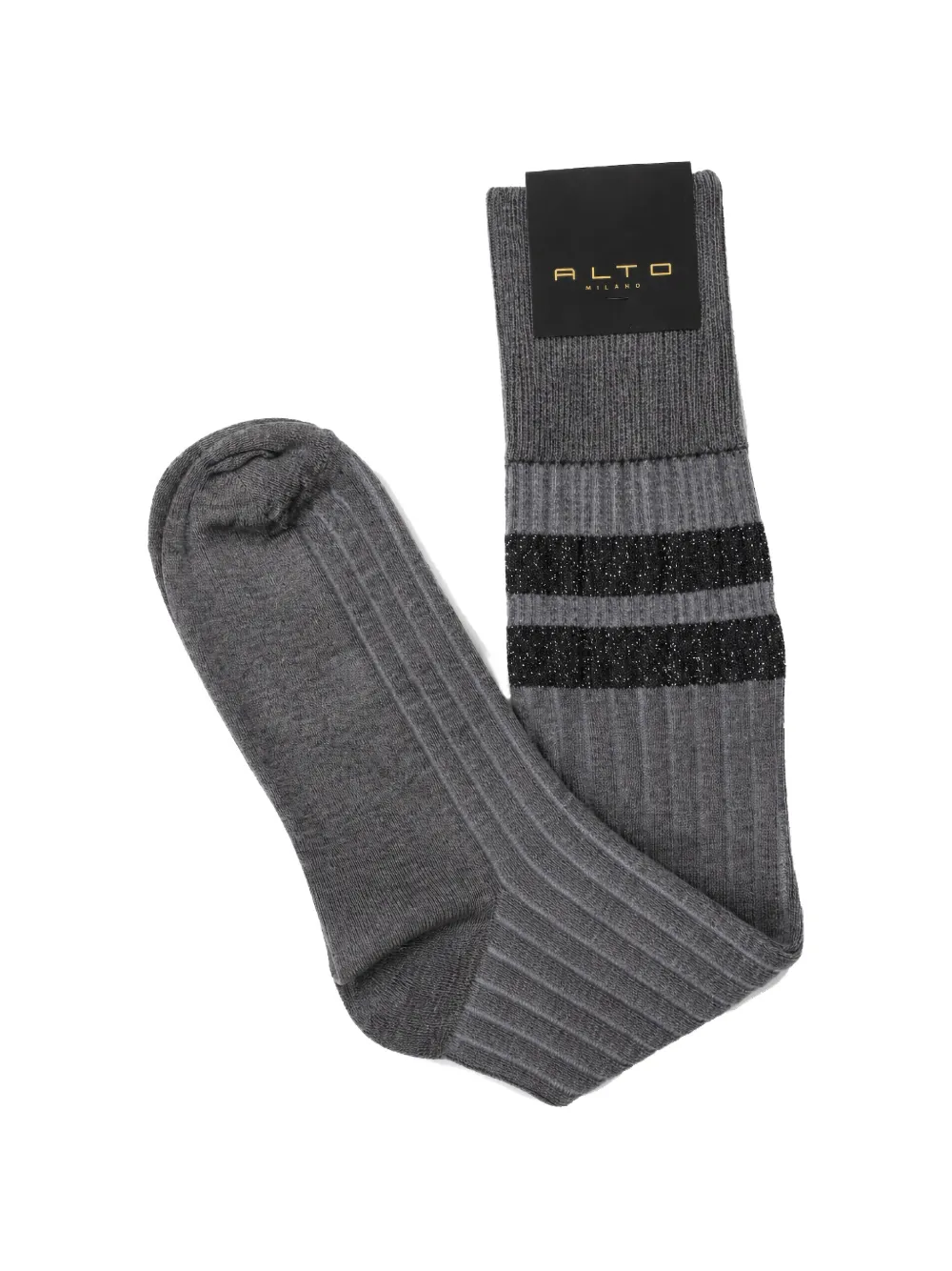 ALTO Caramba ribbed-knit glitter-stripe socks - Grigio