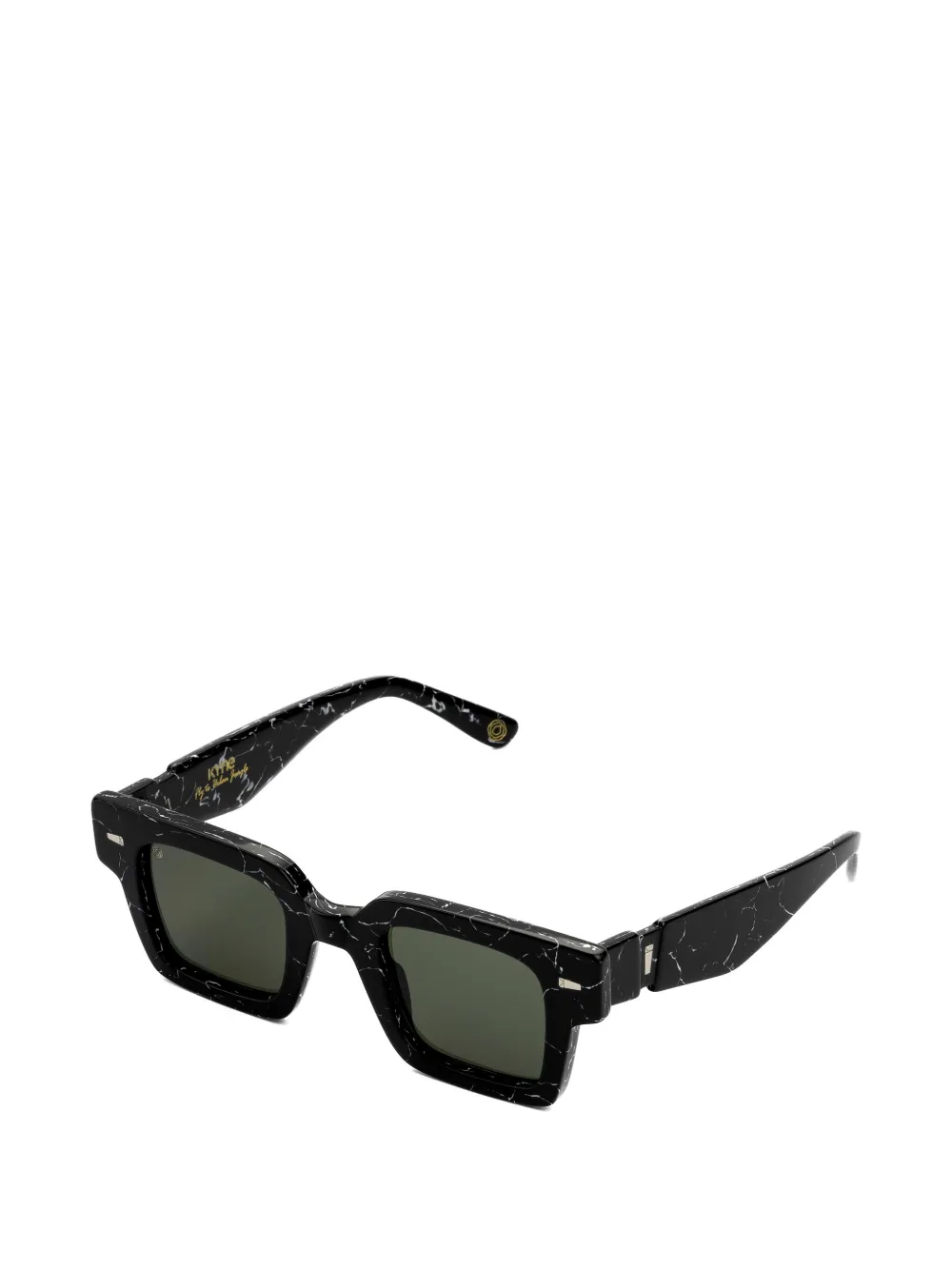 KYme Indigo marble-effect square-frame sunglasses Zwart