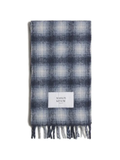 Maison Kitsuné checked fringed scarf