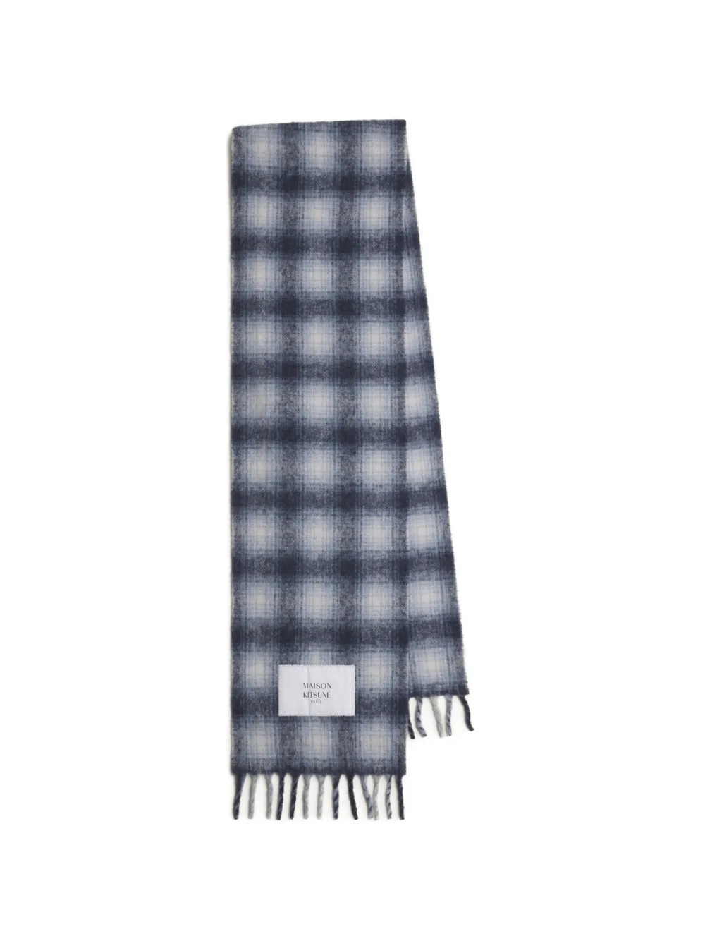 Maison Kitsuné checked fringed scarf - Blu