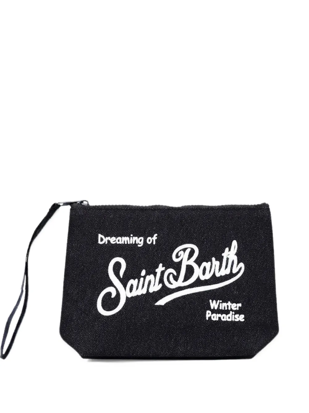 MC2 Saint Barth Aline logo-print denim clutch bag Zwart