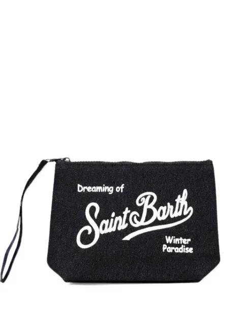 MC2 Saint Barth Aline logo-print denim clutch bag