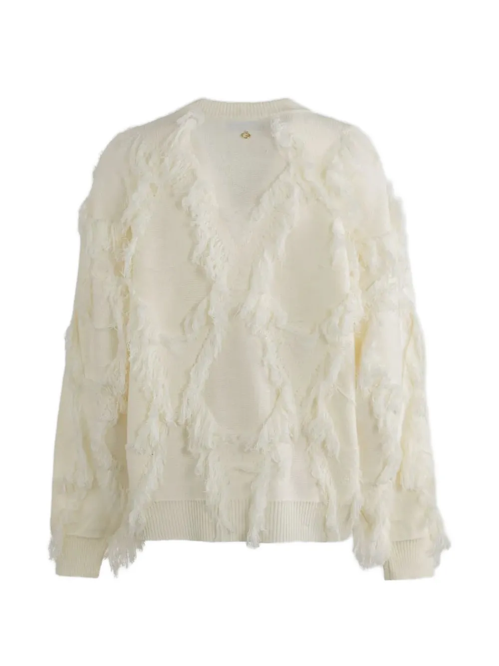 Gaëlle Paris Trui met franje en verlaagde schouders Beige