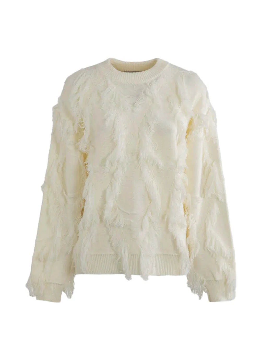 Gaëlle Paris fringed diamond-pattern sweater - Toni neutri