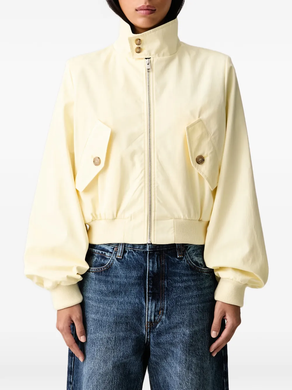 FRAME The Harrington bomberjack met knoopkraag Geel