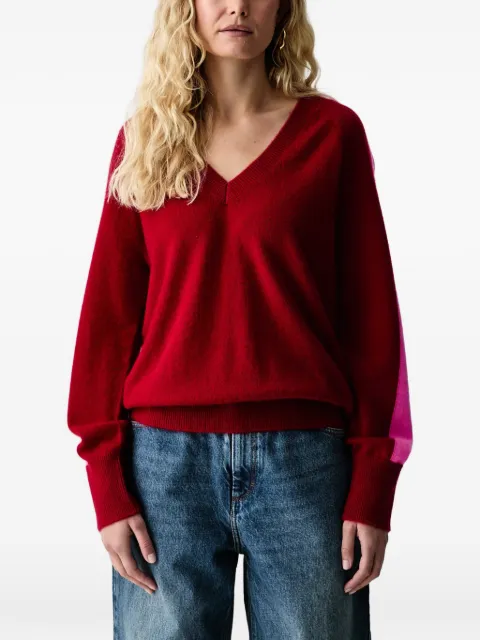 FROM FUTURE V-neck side-stripe sweater