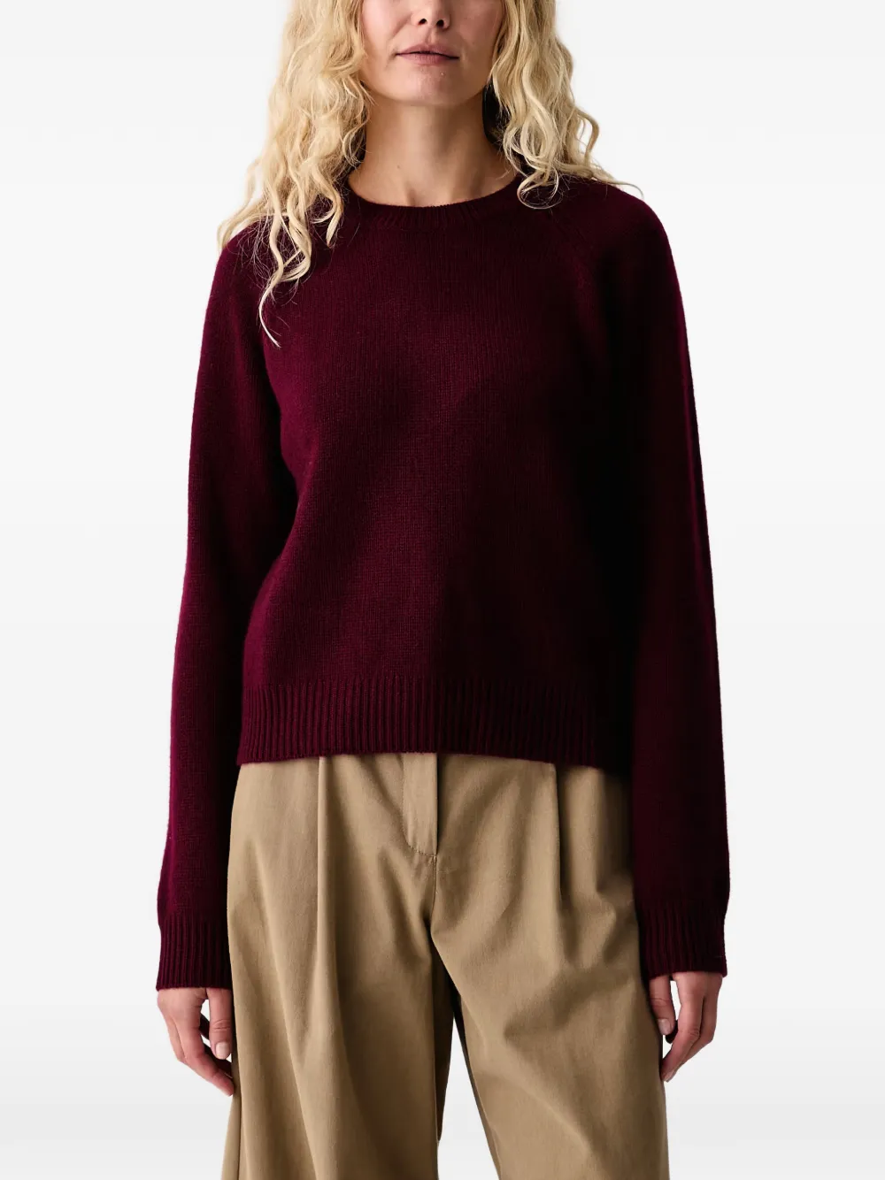 FROM FUTURE raglan-sleeve ribbed-trim sweater - Rosso