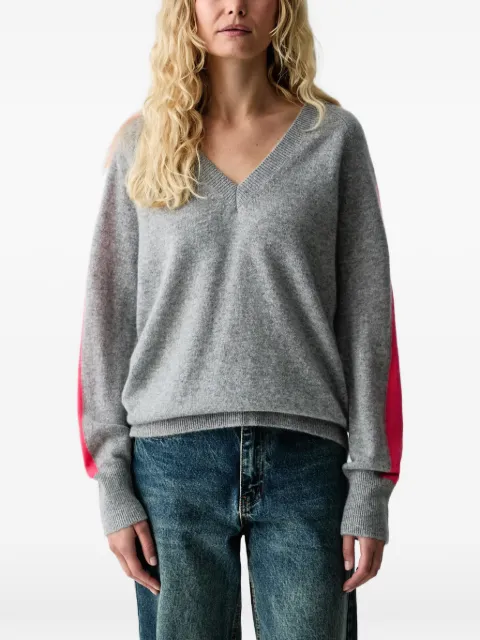 FROM FUTURE contrast-stripe V-neck sweater