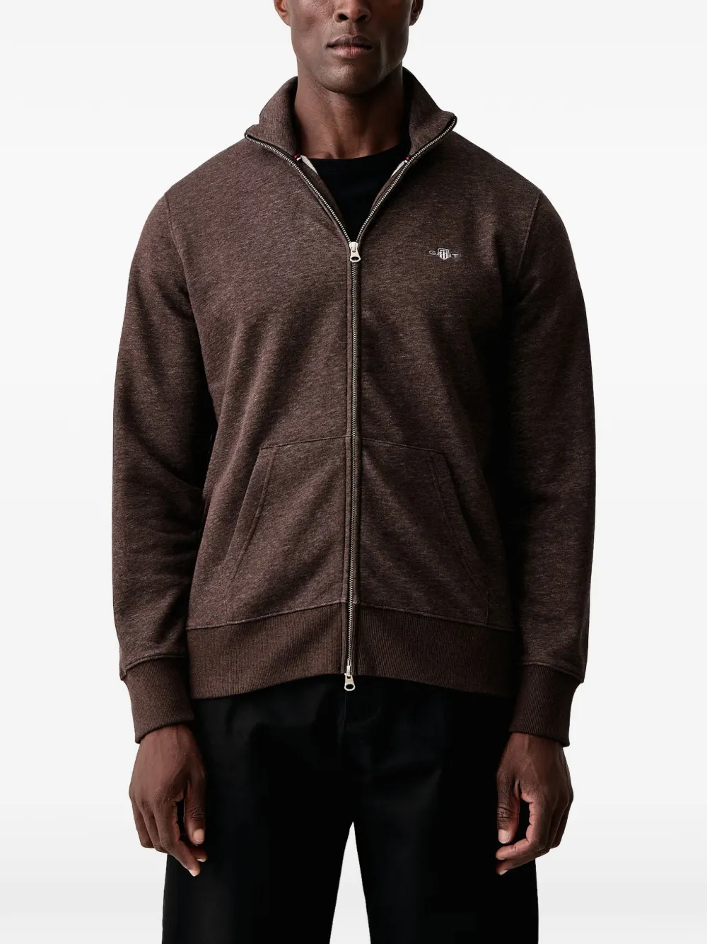Gant Sweater met geborduurd logo Bruin