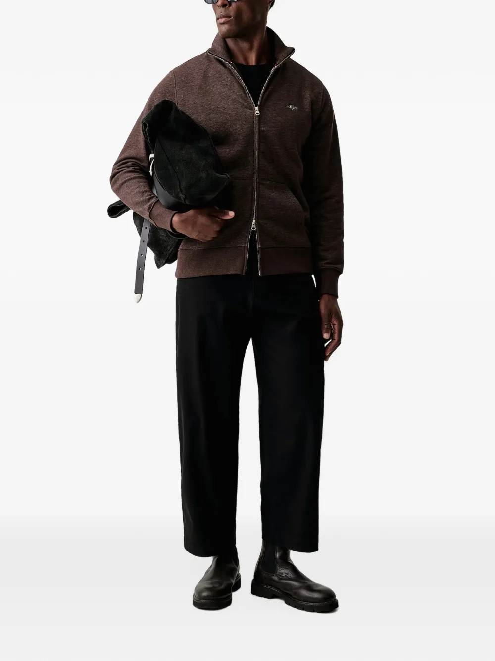 Gant Sweater met geborduurd logo Bruin