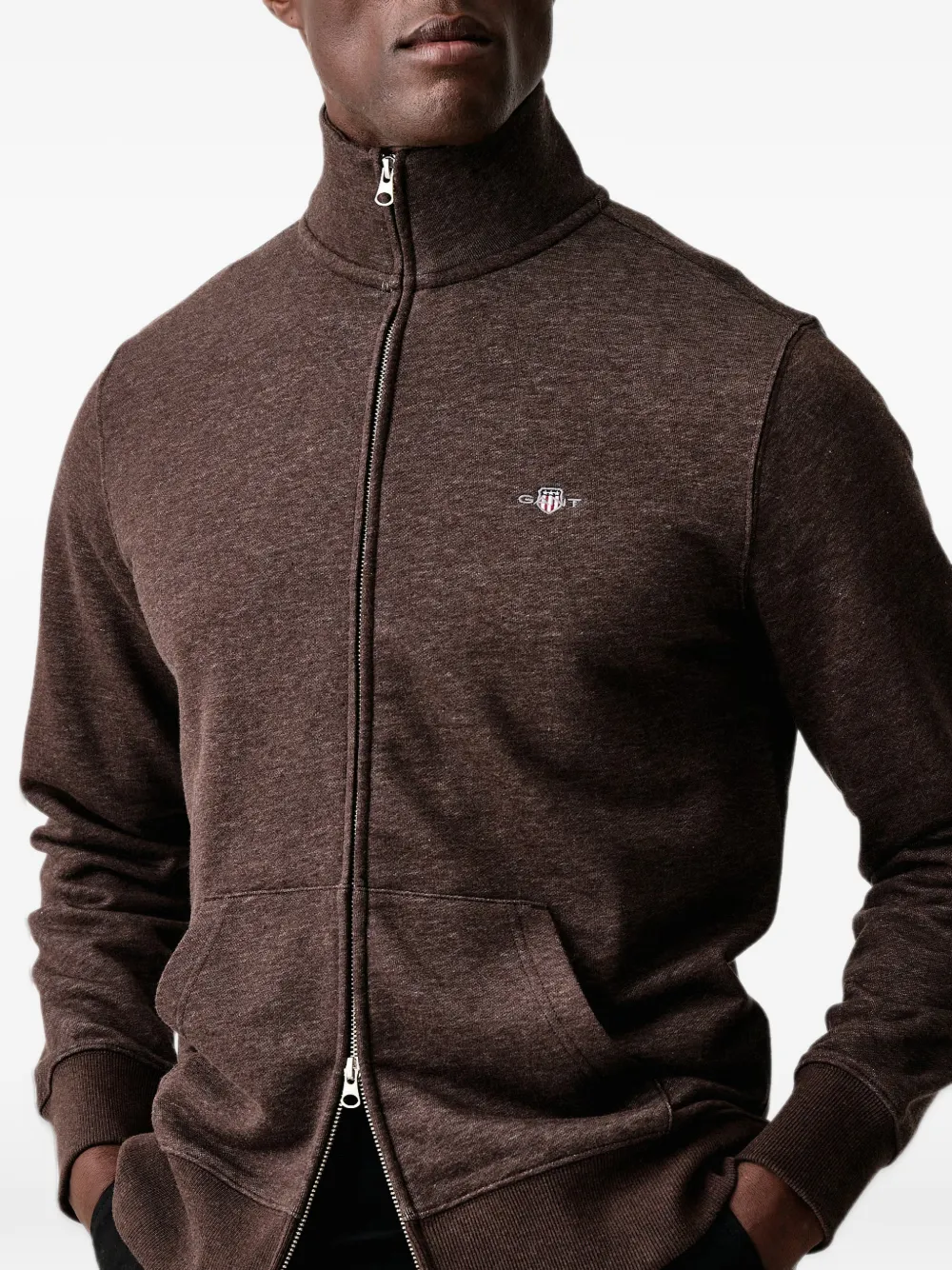 Gant Sweater met geborduurd logo Bruin