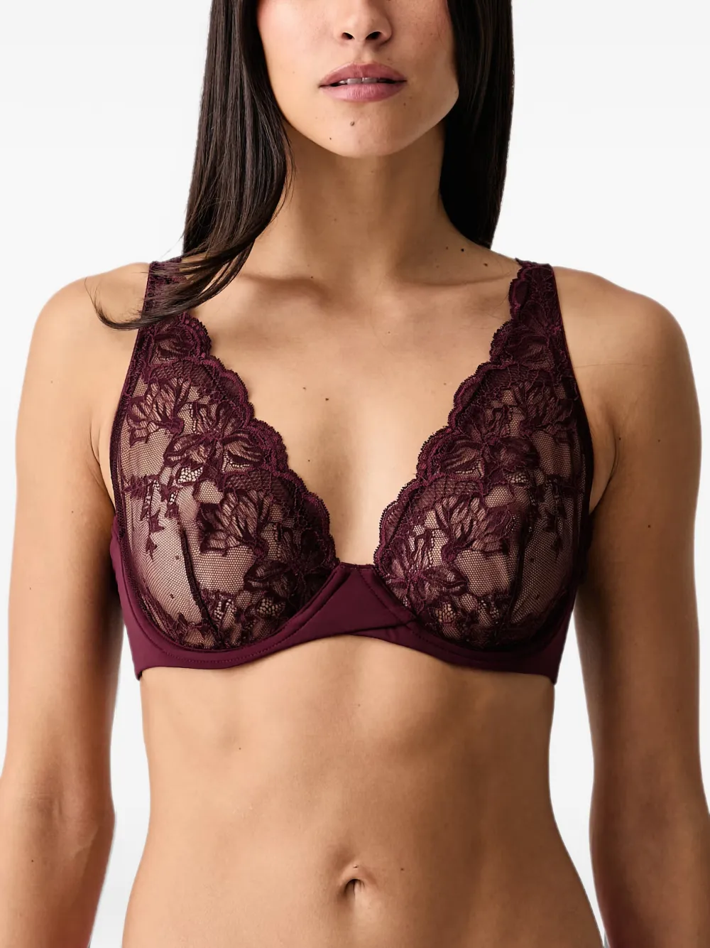 GUESS USA floral-lace underwired bra - Rosso