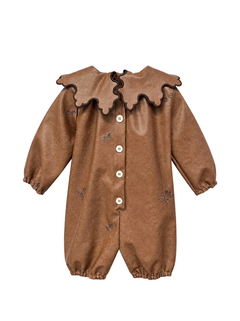 JESURUM BABY Piccola Beatrice scalloped embroidered jumpsuit Bruin