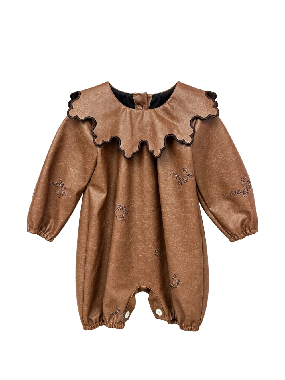 JESURUM BABY Piccola Beatrice scalloped embroidered jumpsuit Bruin