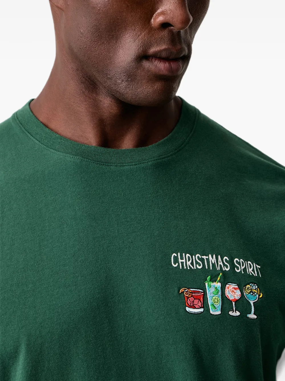 MC2 Saint Barth green Arnott Warm cotton T-shirt with Christmas Spirit embroidery Groen