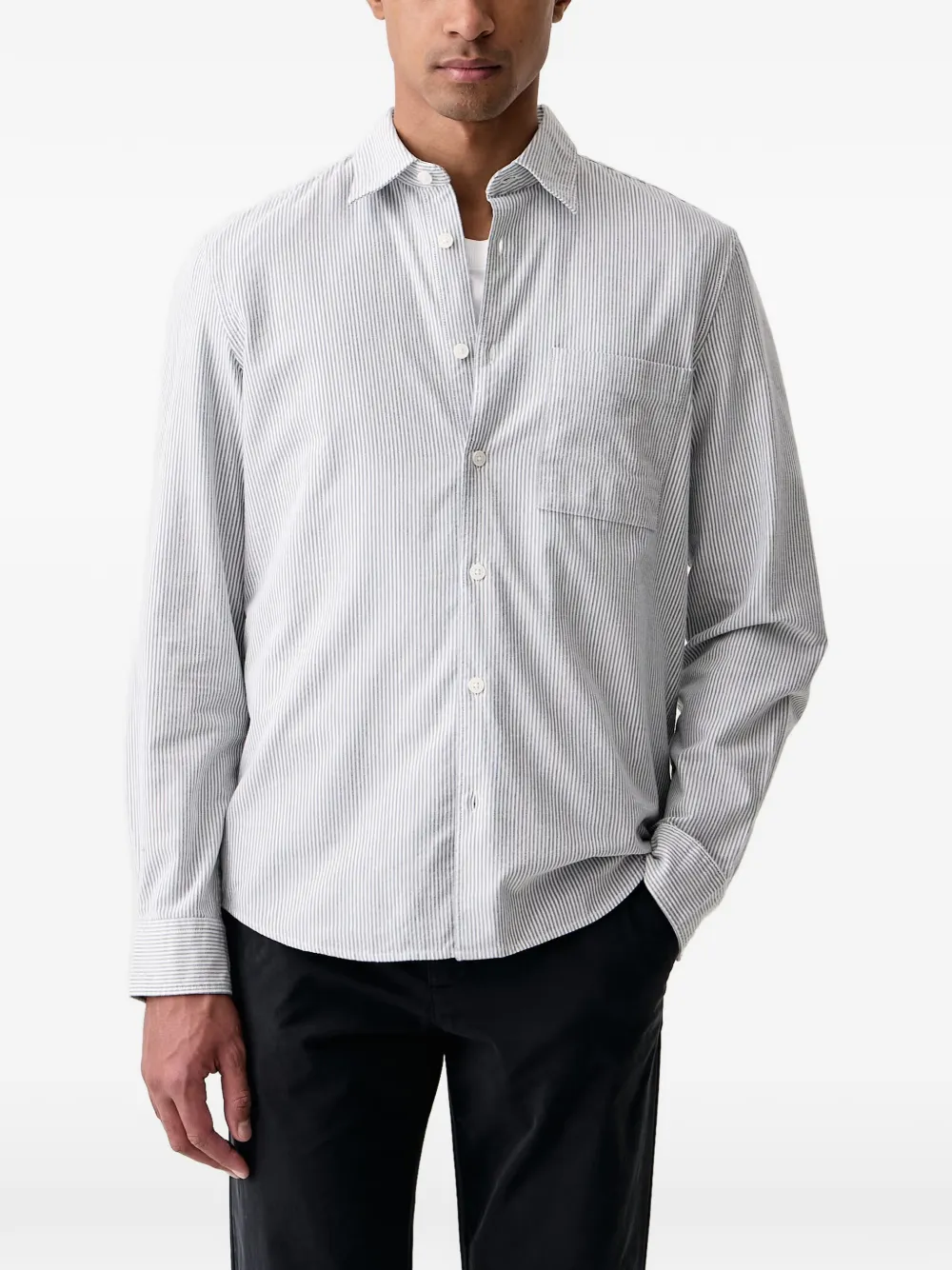 Marc O'Polo vertical-stripe patch-pocket shirt - Blu