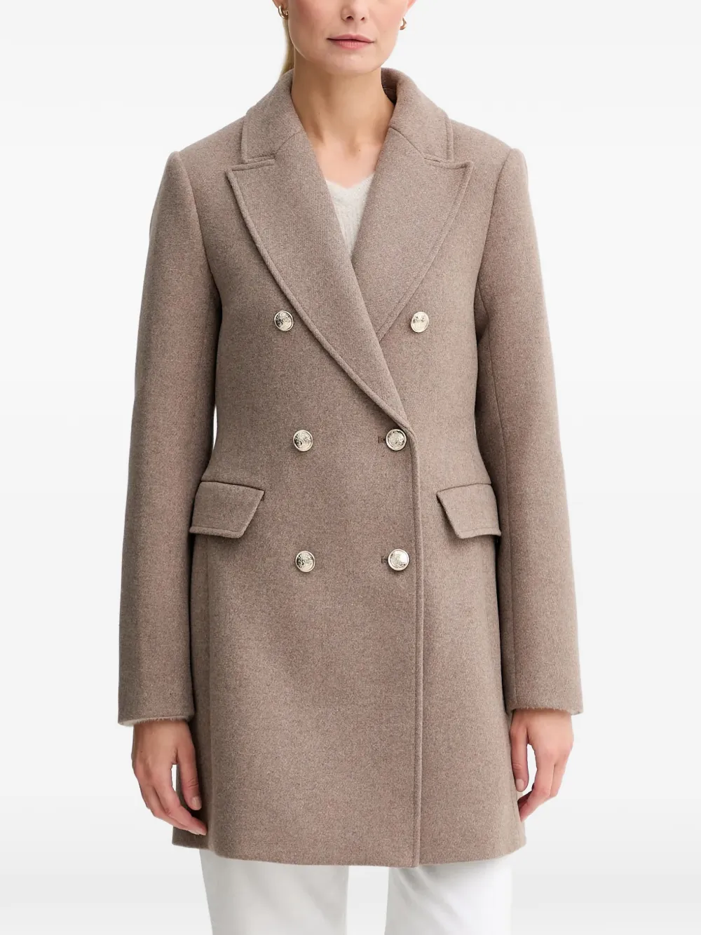 Morgan double-breasted peak-lapel coat - Toni neutri