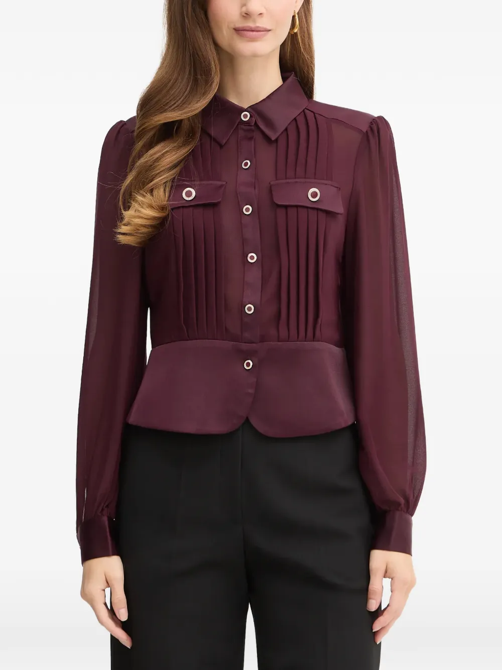 Morgan pleated semi-sheer shirt - Viola