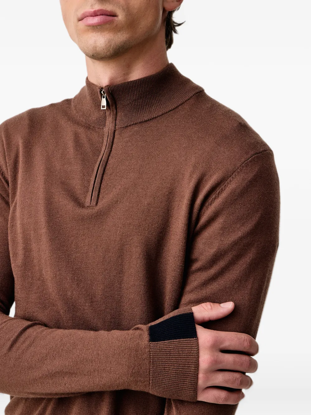 Mos Mosh Adam quarter-zip knitted sweater Bruin