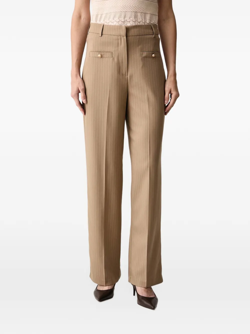 Morgan pinstripe button-detail trousers - Toni neutri