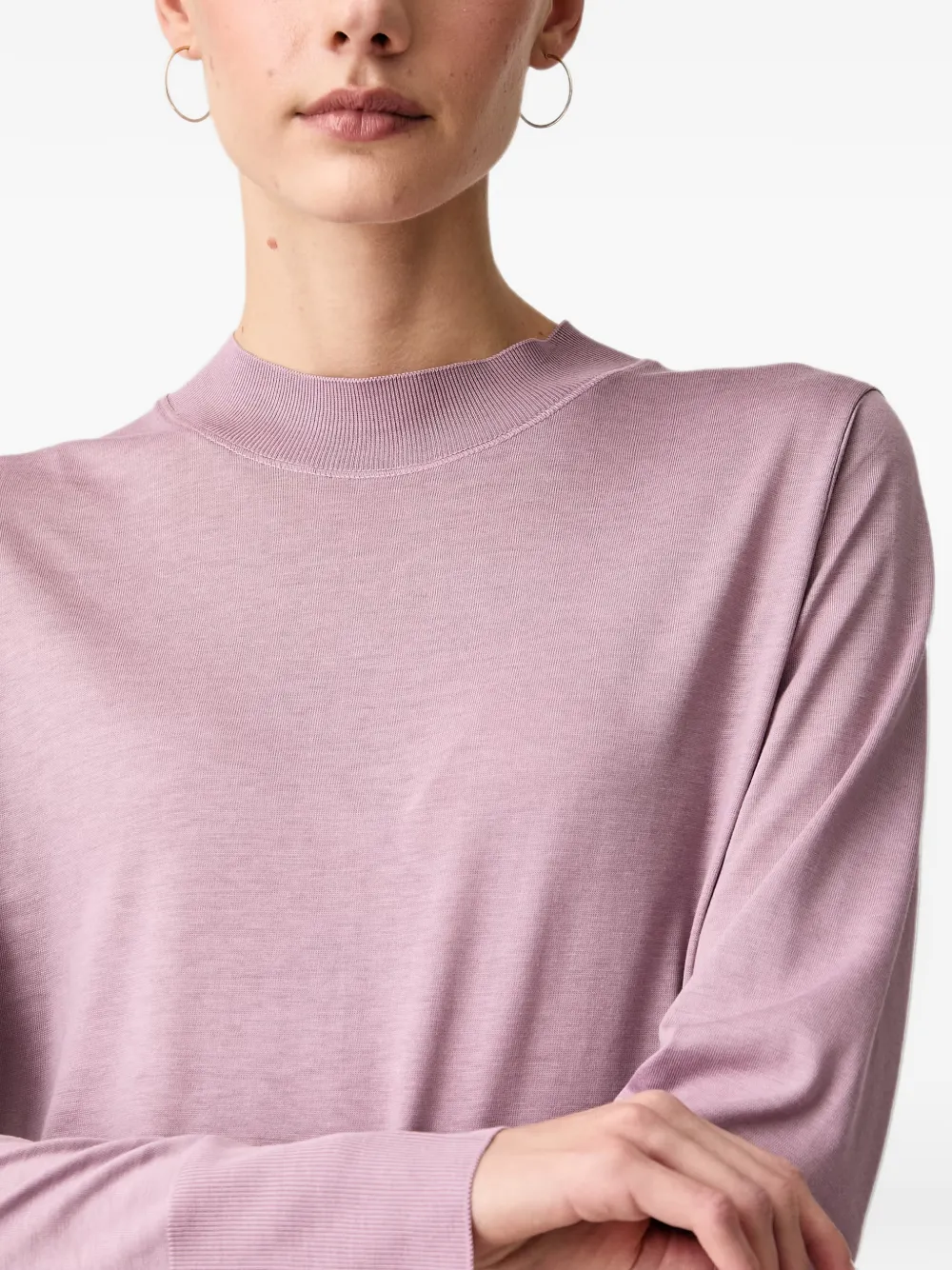 Marc O'Polo ribbed-trim mock-neck sweater Roze