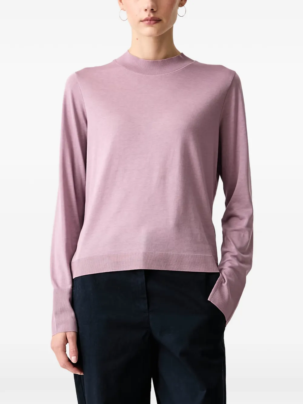 Marc O'Polo ribbed-trim mock-neck sweater Roze