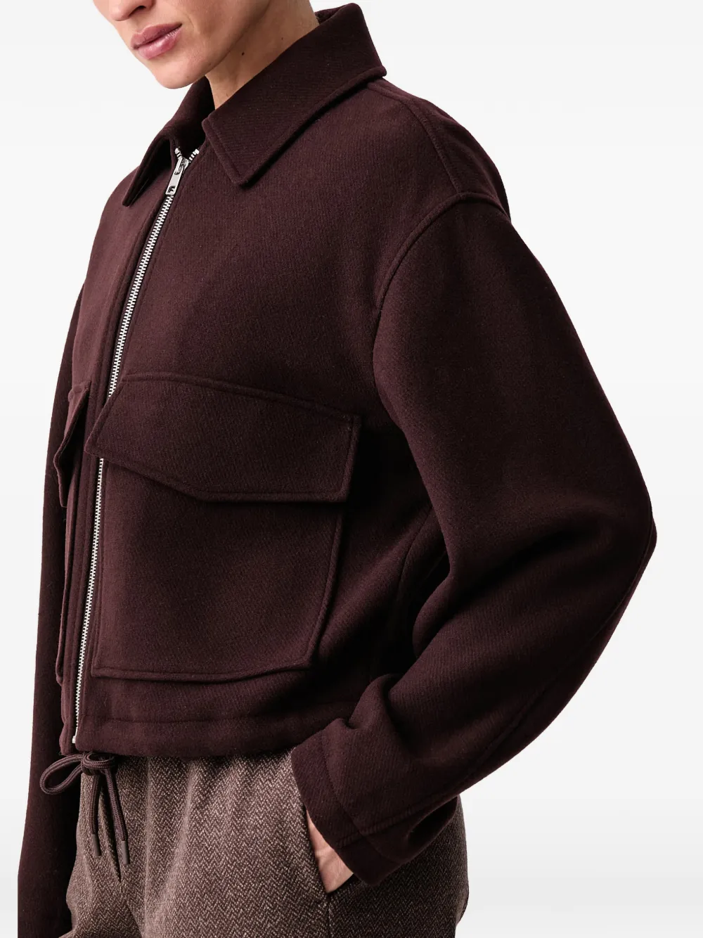 Marc O'Polo zip-up patch-pocket cropped jacket Bruin