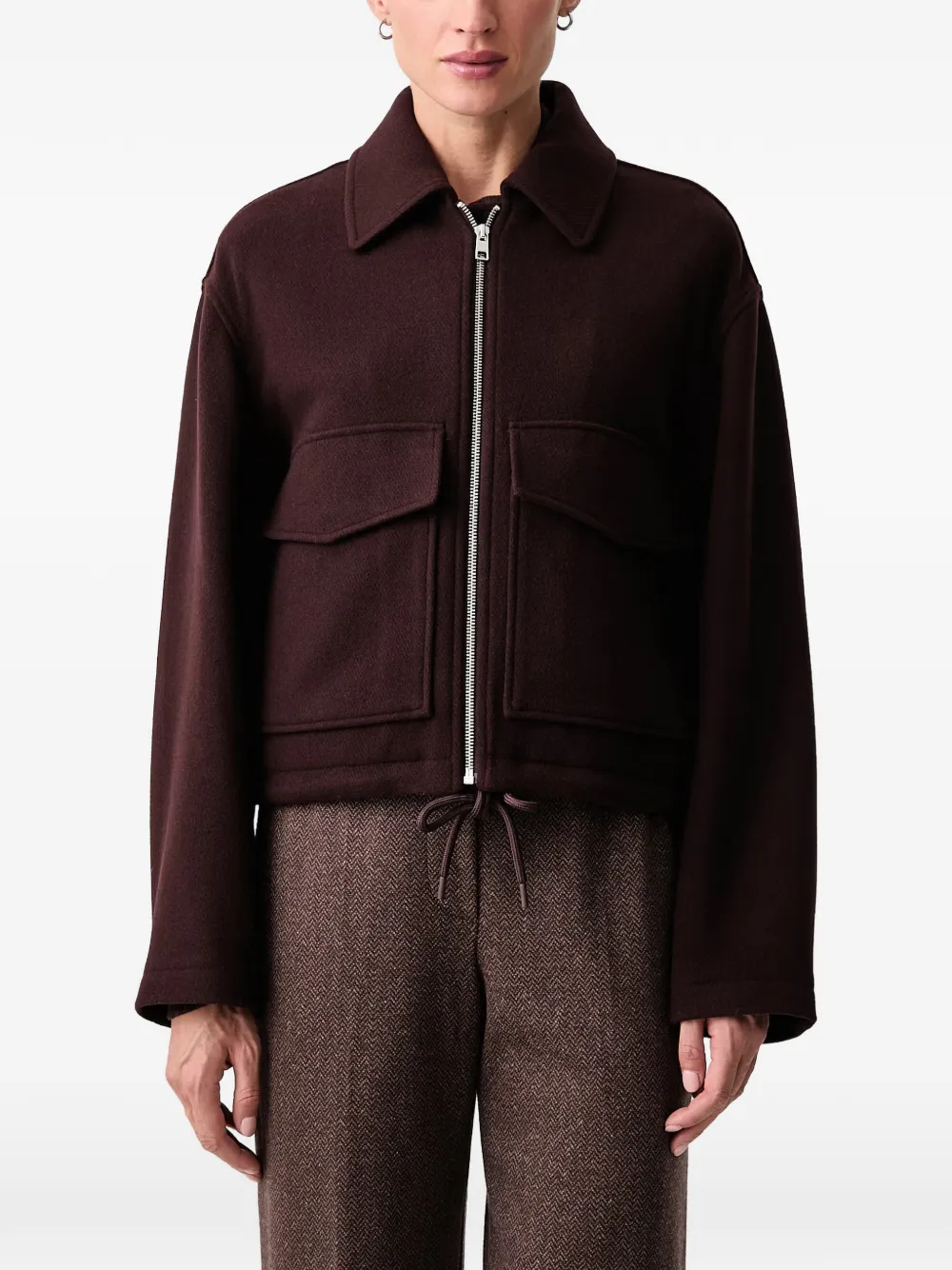 Marc O'Polo zip-up patch-pocket cropped jacket Bruin