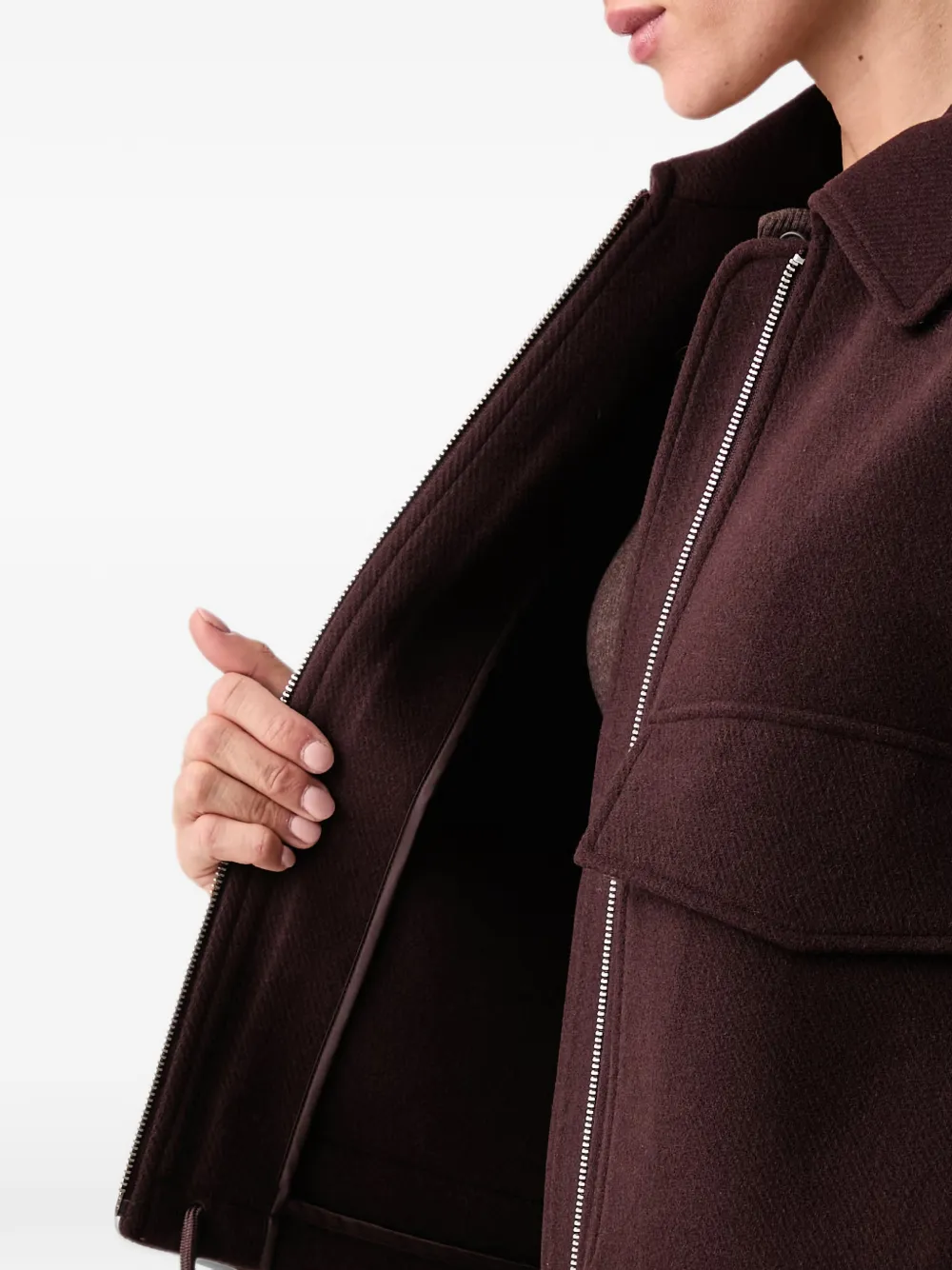 Marc O'Polo zip-up patch-pocket cropped jacket Bruin